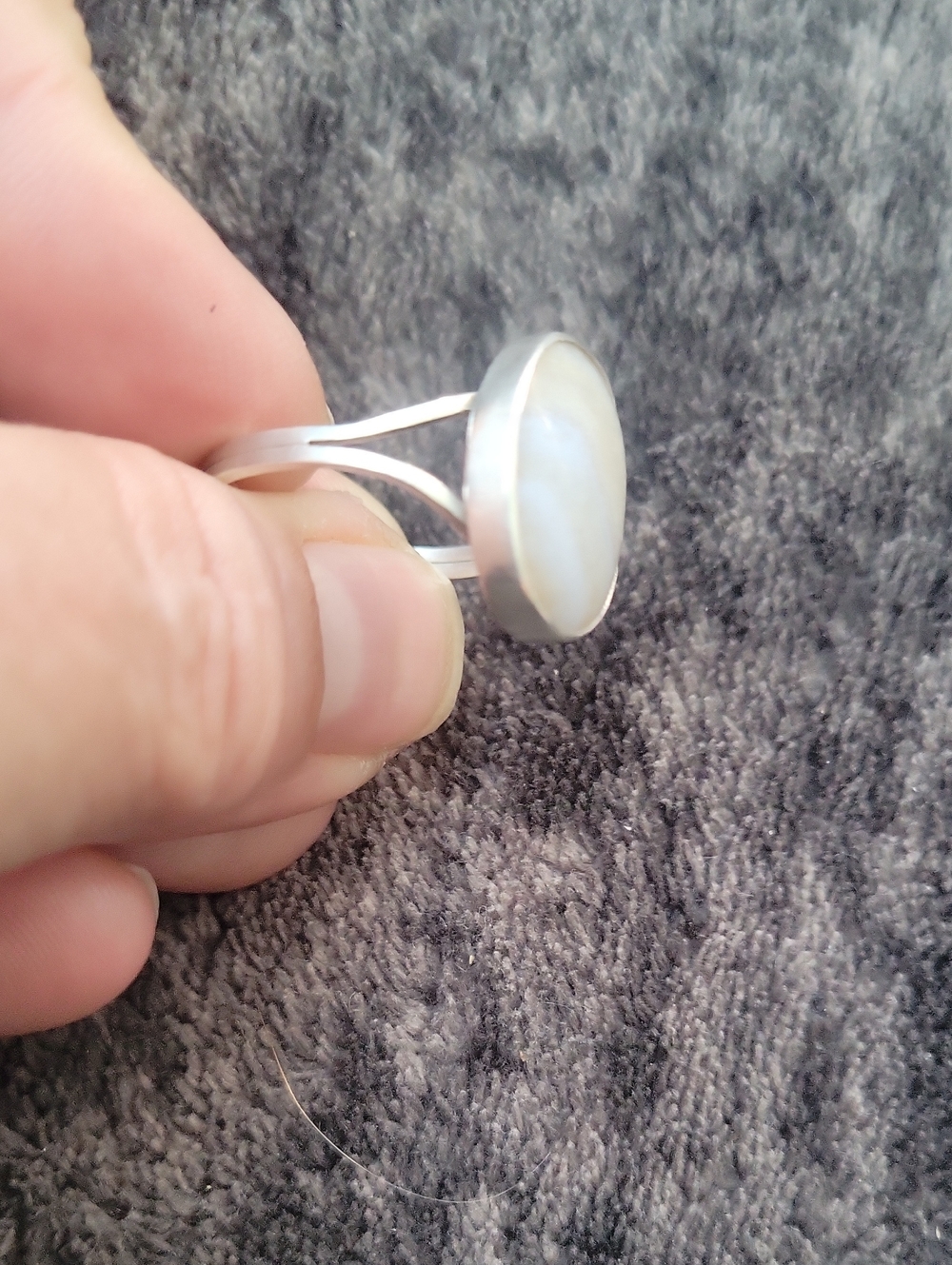 Vtg. Native American Sterling Silver & Blue lace Agate ring Singed size 9 1/2 - Picture 2 of 9
